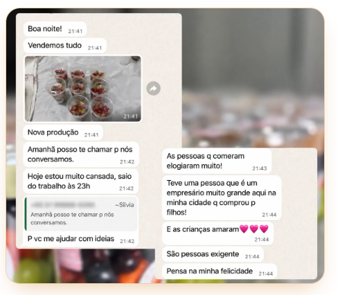 Conversa de cliente elogiando o produto